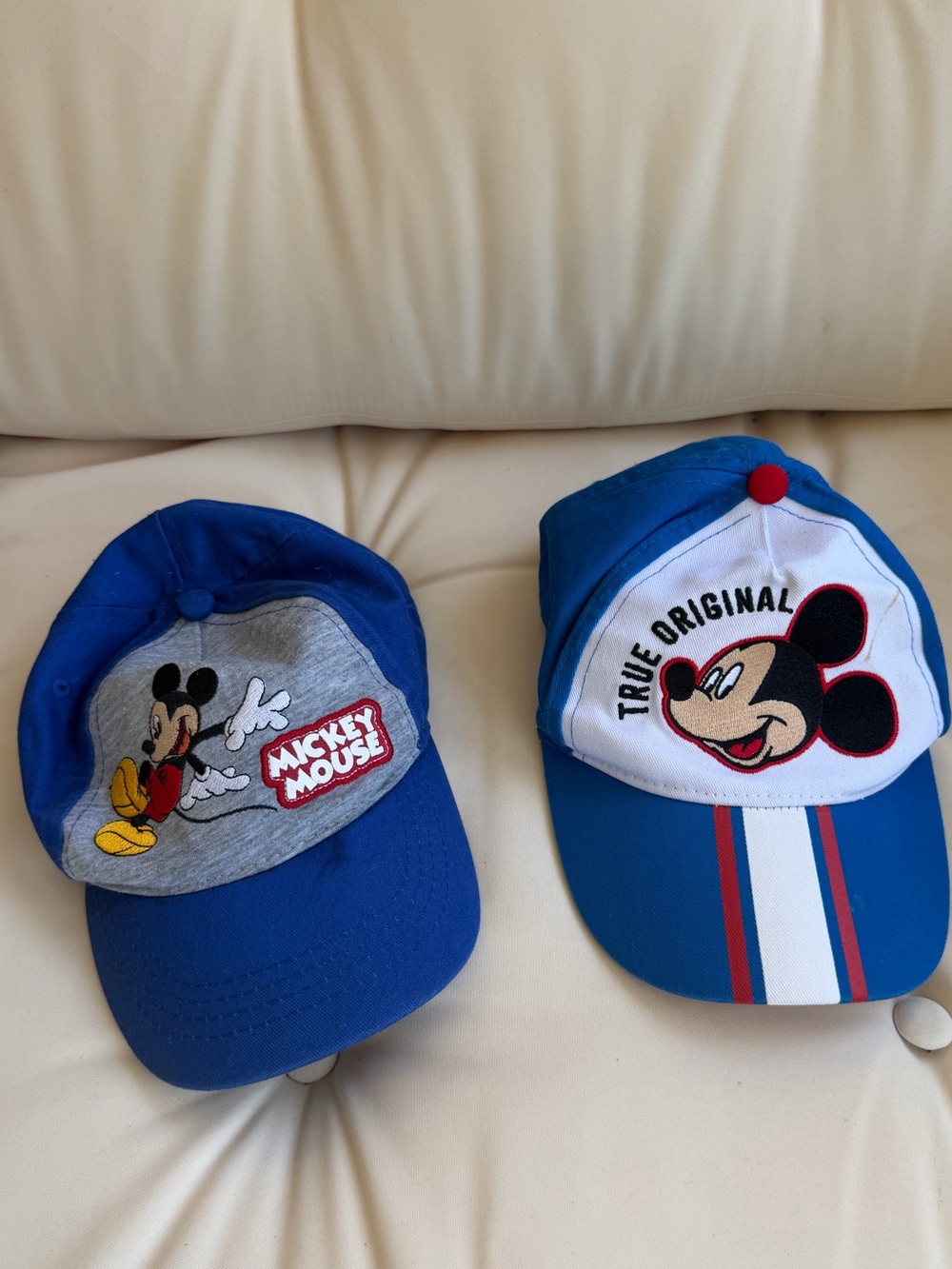 Disney Kids Mickey Mouse Blue and White Baseball Caps - 2 Pack